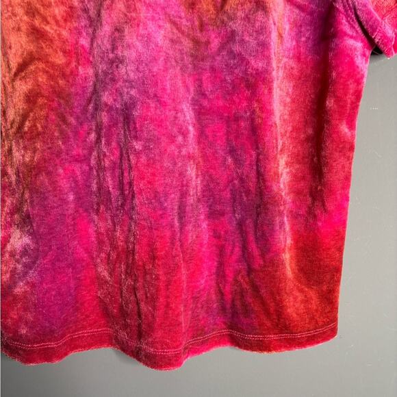 Free People Pink and Purple Short Sleeve Velvet Top Size Medium - Picture 2 of 7
